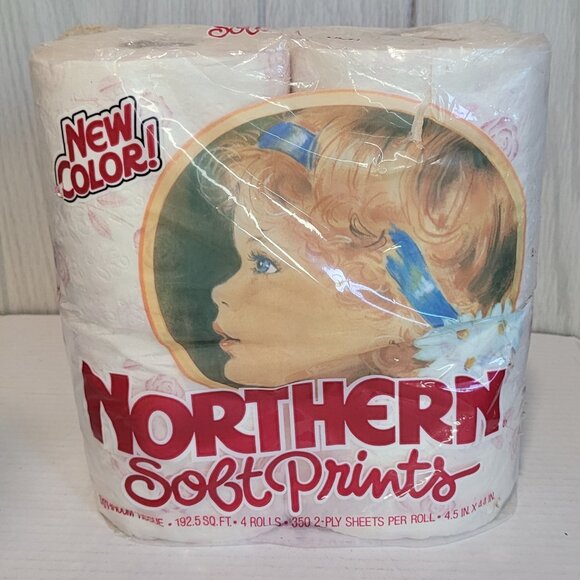 VTG 1984 Quilted Northern Prints Toilet Paper 4 Roll Sealed Pastel Color Flowers - Picture 1 of 3